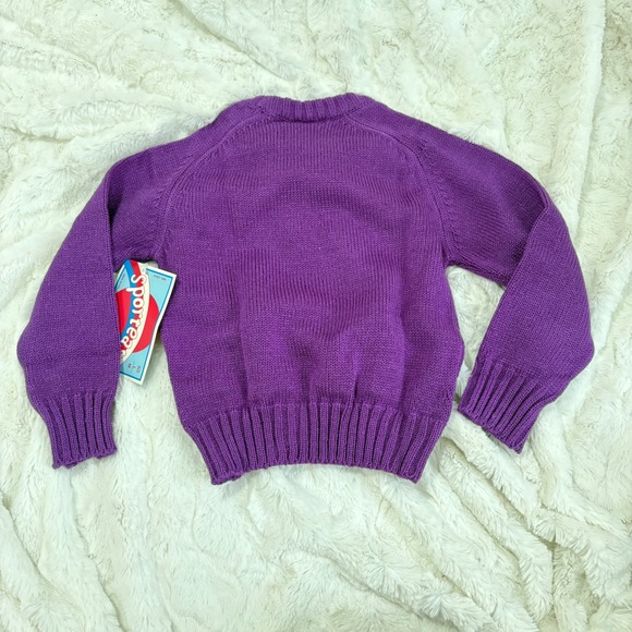 VTG sportease Kids Purple 6X Acrylic Knit Sweater Pullover Casual NWT Deadstock - Picture 5 of 5